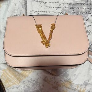 Versace Blush Crossbody Bag with Gold Accent